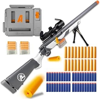 M24 Soft Bullet Blaster – Empty Shell Ejecting Design, Upgraded Scope, Fast Dart Loader, 40 Soft Foam Darts, 20 Shells, 2 Magazines – for Ages 14+ and Adult Players