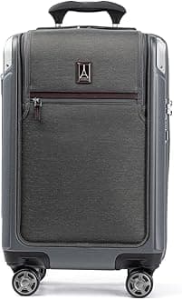 Travelpro Platinum Elite Hardside Expandable Spinner Wheel Luggage TSA Lock Hard Shell Polycarbonate Suitcase, Vintage Grey, Carry-on with Laptop Pocket 21-Inch, Platinum Elite Hardside Expandable