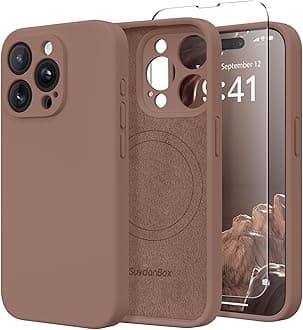 Magnetic for iPhone 14 Pro Case, Compatible with MagSafe, [Full Camera Protection][Screen Protector] Silicone Shockproof Protective Phone Case for iPhone 14 Pro 6.1", Brown
