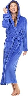 Alexander Del Rossa womens Robe, Long Plush Bathrobe With Hood, Hooded Robes for Women Plus Size Bath Robe Cozy