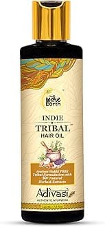 Indie Tribal (Adivasi) Hair Oil By The Indie Earth Based on Hakki Pikki Tribe’s Hair Care Formula with 50+ potent ingredients including Moringa, Bhringraj, Hibiscus, Heena, Blackseed & Rosemary Oil
