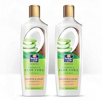 Parachute Advansed Smooth & Silky Shampoo with Aloe Vera & Coconut, Nourishes & Provides Shinier Hair, Repairs Damaged & Split Hair, 0% Harmful Chemicals, 340ml (Pack of 2)