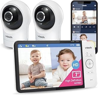 RM7764-2HD Smart WiFi Baby Monitor with 2 Cameras, 1080p HD Video, 360° Pan & Tilt, 10x Zoom, 7" HD Parent Unit, Night Vision, Soothing Sounds, 2-Way Talk, Temperature & Motion Detection