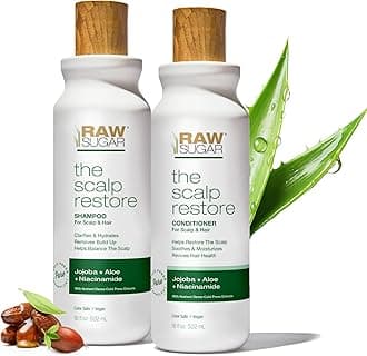 Raw Sugar Scalp Restore Hair Care Bundle, Shampoo and Conditioner Set with Jojoba, Aloe and Niacinamide, Formulated without Sulfates + Parabens