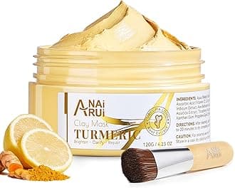 Turmeric Vitamin C Face Mask, Deeep Cleansing Clay Mask for Dull Skin, Skincare Facial Mask for Refining Pores and Controlling Oil, Smooth & Radiant Skin, Face Skincare Gifts, 4.23 OZ