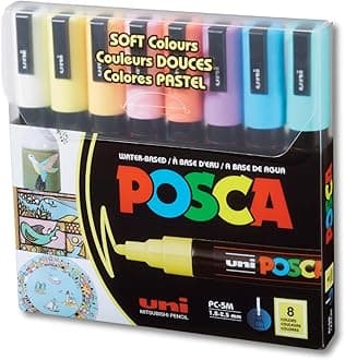POSCA 5M 1.8-2.5 mm Bullet Shaped Pastel Color Paint Marker Pen (Set of 8, Multicolor)