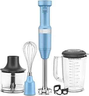 KitchenAid Variable Speed Corded Hand Blender with Accessories, Blue Velvet, KHBV83VB