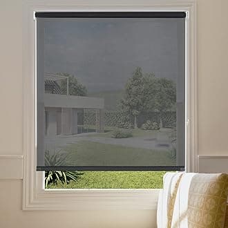 Persilux Solar Blinds for Windows Shades UV Protection Window Blinds (36" W x 72" H, Black) Flame Retardant 5% Openness Semi Sheer Roller Shades Blinds for Home, Office, Kitchen, Easy to Install
