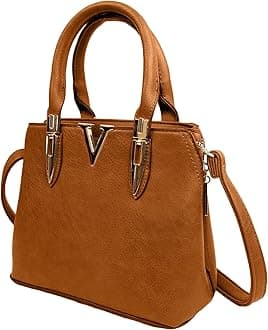 Woodland LeathersHandbags & Shoulder Bags For Women Classic Designer Bags For Women With Exquisite Metallic Accent, Top Handle Black Handbag, Vegan Leather Handbags For Women