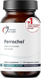 Ferrochel Chelated Iron - Highly-Absorbable Iron Supplement for Women & Men as Ferrous Bisglycinate Chelate - Pills Safe for Pregnant Women & Teens (120 Vegan Capsules)