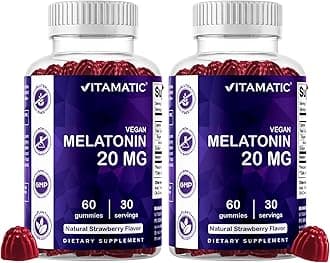 Vitamatic Melatonin 20mg Gummies for Adults, 30 Servings - 60 Count - Non-Habit Forming Supplement (Pack of 2)