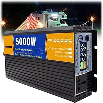 5000W DC 12V/24V/48V/60V/72V Pure Sine Wave Inverter Charger DC Input AC Output 120V/240V Low Frequency Solar Power Inverter Converter,12V to 220V
