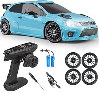 LDRC 2801 1/28 Mini RC Drift Car GTR 2.4GHz 4WD RTR with 4PCS Drift Tires Racing Radio Control Cars (Blue2)
