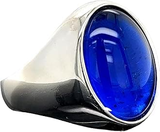 Silver Ottoman-Style Sapphire Men's Ring by Mercan Silver