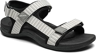 MEGNYA Women's Outdoor Sandals with Rubber Sole, Hiking Slides for Girls with Adjust Straps Beige Size 9