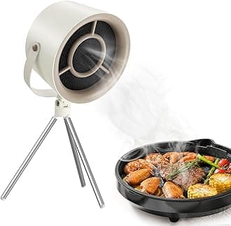 JXTZ Portable Range Hood, 3-Speed Suction Desktop Compact Range Hood for Cooking, Mini Exhaust Fan, 90° Adjustable Rotation, 5 Activated Carbon Filters, Kitchen Exhaust Fan for Indoor BBQ, Hot Pot