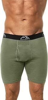 Merino Wool Boxer Briefs Breathable Dry Fit (Dark Olive 1 Pack, Small)