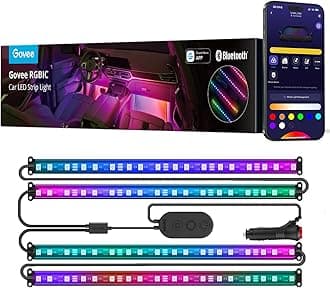 RGBIC Interior Car Lights with App Control, Segmented Colour, 2-Line Design Lighting Kit, DIY Effects, Music and 30 Scene Modes for Cars