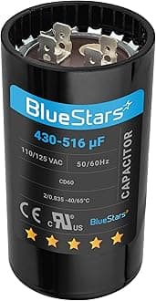 [2025 Upgraded] BlueStars 430-516 uf/MFD 110-125 VAC ±20% 50/60 Hz Volts Round Start Capacitor 50/60 Hz AC Electric Replacement Part - Exact Fit for Single-Phase Electric Motors