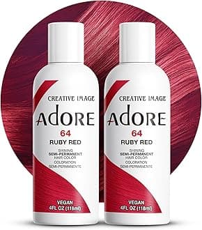 Adore Semi Permanent Hair Color (064 Ruby Red) (2 Pack) | Vegan & Cruelty-Free Red Hair Dye | No Ammonia, No Peroxide, No Alcohol | 4 Fl Oz