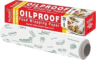 ALOUD CREATIONS 25 Meter Food Wrapping Paper Roll | Wrap Roti, Parantha, Sandwich, Burger & More | Keep Food Safe & Fresh | Oilproof Reusable Paper Wrap | Extra Wide 11 Inch | Paper Foil | Pack of 1