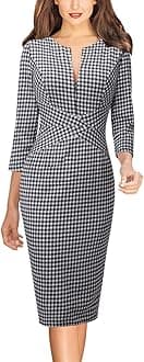 VFSHOW Womens Slim Zipper Up Work Business Office Party Bodycon Pencil Sheath Dress