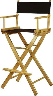Casual Home Director's Chair,Natural Frame/Black Canvas,30" - Bar Height