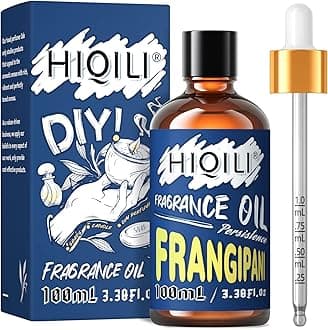 Hiqili Frangipani ​Essential Oil 100ml - Floral Fragrance Oil for Aromatherapy, Perfect for Home Diffuser, Laundry, Long Lasting Fresh Scent for DIY Candle Soap Perfume Making 3.38 Fl Oz
