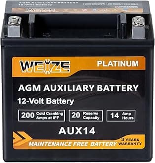 Weize Platinum AGM AUX14 Auxiliary Battery, BCI Group 400, 200CCA, 36 Months Warranty
