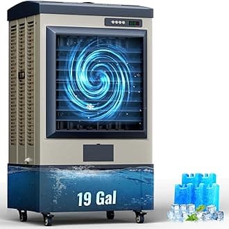 KEGIAN 6500CFM Swamp Cooler, 48" Evaporative Air Cooler with Continuous Auto Fill, 3 Speeds, 120° Oscillation, Portable Cooling Fan for Large Room, Outdoor Air Conditioner for Patio, Garage, Shop