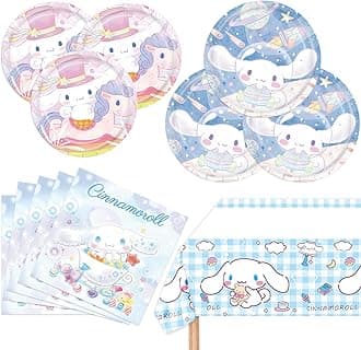 Cinnamoroll Birthday Decorations, 20 Plates, 20 Napkins and 1 Tablecover for Boys Girls Party Supplies