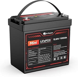 DR.PREPARE 12V 100Ah MINI LiFePO4 Battery, 1280Wh Mini Deep Cycle Lithium Iron Phosphate Battery with 100A BMS & Grade A+ Cells for RV, Trolling Motor, Marine, Boat, Off-Grid, Solar Energy
