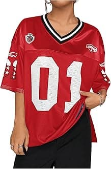 Floerns Women's Camo Print Team Sports T Shirts V Neck Basketball Jersey Tee Shirts