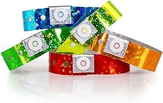 500 WristCo Variety Pack Holographic Plastic Wristbands for Events – Extended Wear, Glowing Color Prevents Reuse – Premium-Grade Bracelets for Hospital & Medical ID, Party & VIP Identification