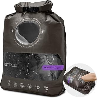 Wash Bag Portable Washing Machine, Lightweight Manual Washing Machine for Travel, Camping, Laundry, Baby Clothes, Non-Electric, With Bottom Water Outlet and Compartment-Brown