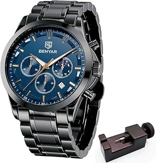 BY BENYARWatch for Men Stylish Business Analog Quartz Stainless Steel Waterproof Luminous Date Luxury Casual Wrist Watch