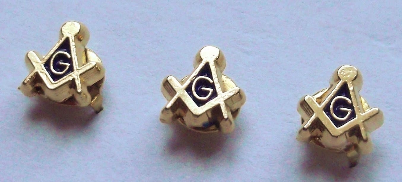 (3x) TINY Masonic 5mm Pin Badge/Gold Plated Square & Compass G, Lapel Gift