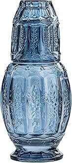 Elle Decor Elle DÃƒ©cor Vintage Bedside Water Carafe With Tumbler ââ‚¬â€œ Elegant Pitcher and Matching Drinking Glass Doubles As Lid