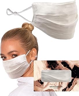 KARIZMABeverly Hills Silk Face Mask. White Fashionable Designer Face Mask for Women. Washable Fabric Face Mask Reusable Facemask. 19 Momme Mulberry Silk Mask - Luxury Fashion Masks for Women