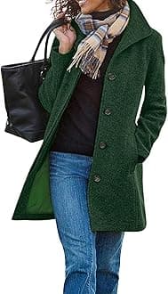 Women's Casual Thicken Wool Blend Stand Collar Single Breasted Pea Coat