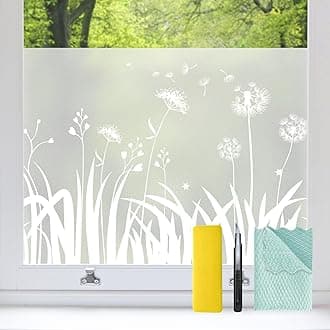 Bloss Frosted Glass Window Privacy Film Stained Glass Floral Privacy Windows Film Decorative Bathroom Window Privacys Film UV &Sun Blocking Heat Control for Home/Office (23.6X 118 inches)