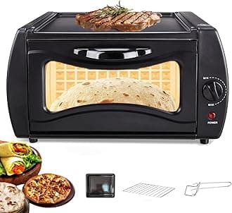 VoOqo 1300W Electric Pizza Oven Indoor Tandoori Oven, 15L Mini Oven Lahmacun Manakish Pizza Oven with Hot Top Plate for Home and Takeaways Electric Tandoor square gate