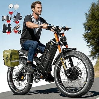 2026 eAhora Romeo Dual-Motor Ebike - 50Mph 5600W 60-80AH 250Miles Long Range Electric Bike for Adults, Full Suspension Hydraulic Brakes Electric Bicycle, 26" Mountain Bike for Off-Road Commuting