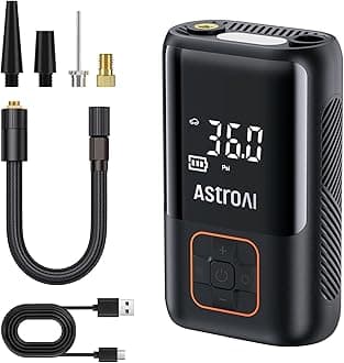 AstroAITyre Inflator Air Compressor, Cordless Car Tyre Pump 150 PSI, Electric Bike Pump with LED Lights & Digital Screen, for Cars, Motorcycles, E-Bikes, Balls, Car Accessories