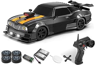 RACENT 1:16 RC Drift Car, 2.4Ghz 4WD 18KM/H Remote Control Car with Spray Mist, Racing and Drifting Wheels, LED Light, 2 Batteries, Sport Model Toys Vehicle for Kids, Boys, Adults
