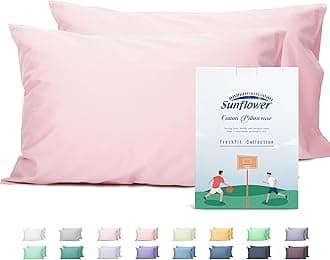 Sunflower King Pillowcases Set of 2, 100% Cotton King Pillow Cases 2, 20×40 inches Dark Pink, Soft and Breathable