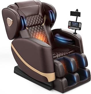 2026 Massage Chair Full Body, Zero Gravity Massage Chair with 10 Fix Rollers, Airbags, Heating, Foot Massage, Auto Modes, Bluetooth Speaker, Smart Screen Controller(Brown Premium)