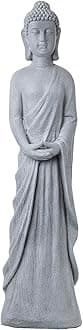 32" Tall Cement Standing Buddha Outdoor Garden Statue, Gray
