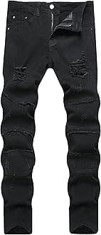 JUNBAOSS Men's Slim Fit Stretch Jeans Ripped Skinny Jeans for Men, Distressed Straight Leg Fashion Comfort Flex Waist Pants