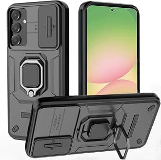 for Samsung Galaxy A56 Case,for Samsung Galaxy A36 Case with[Slide Camera Cover][360° Rotate Ring Stand] Heavy Duty Protective Cover Shockproof Phone Case for A56 Cover/A36 Cover-Black